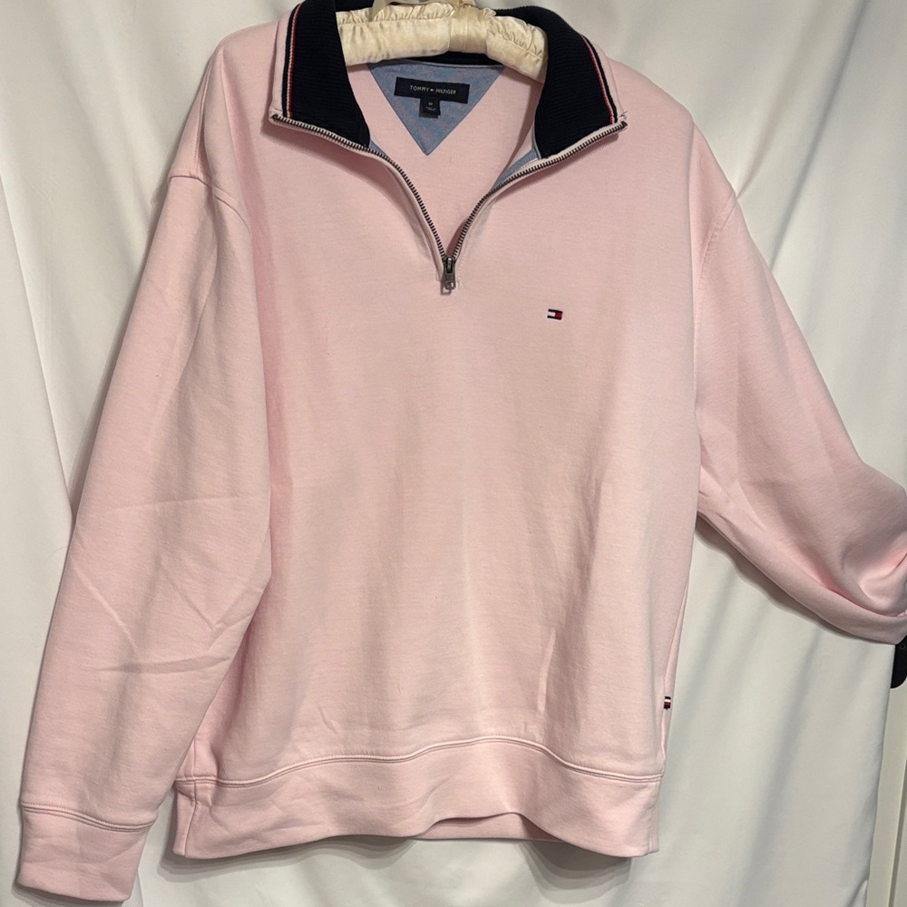 Preppy Tommy Hilfiger Light Pink 3/4 Zip-Up Women’s Sweatshirt NWOT